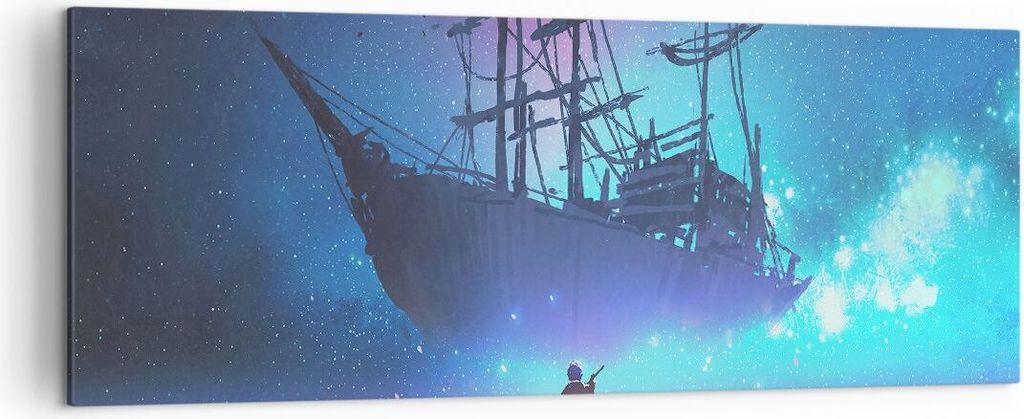 Bild auf Leinwand - Leinwandbild - Märchen Segelschiff - 140x50cm - Wand Bild - Wanddeko - Leinwanddruck - Bilder - Kunstdruck - Wanddekoration - ...