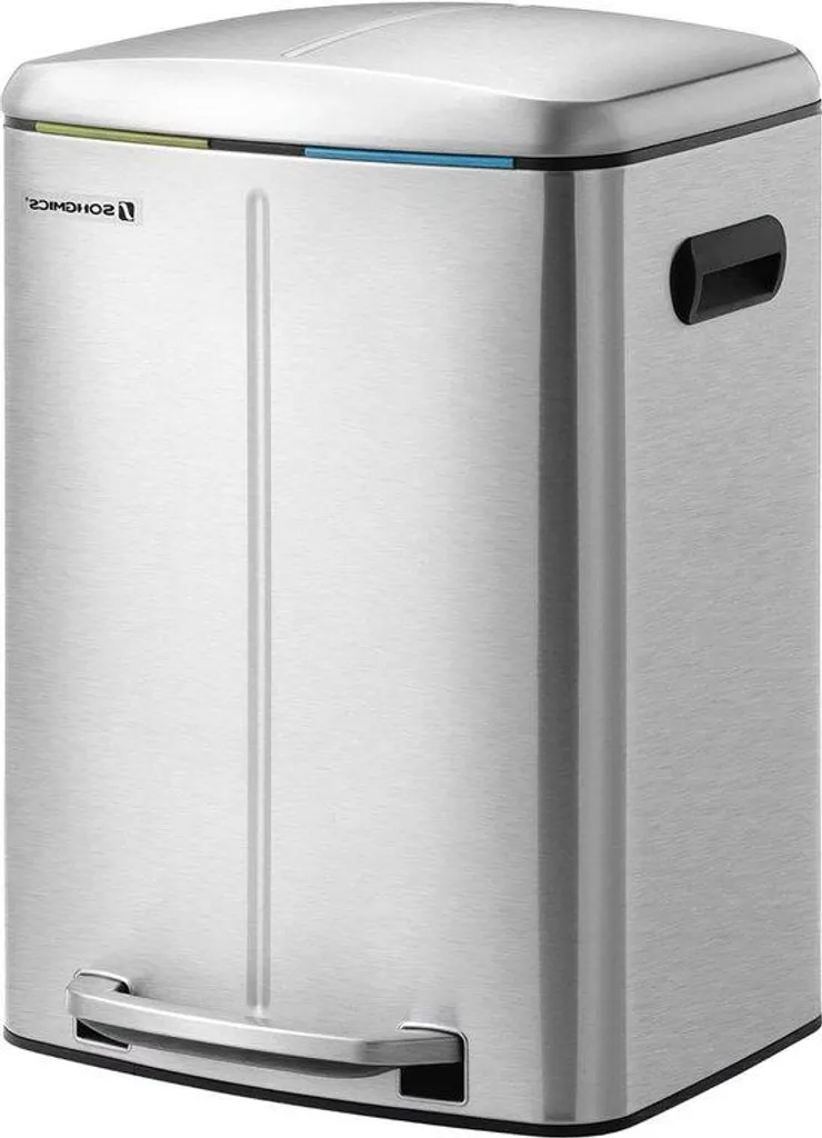 Poubelle inox 2 compartiments contre les mauvaises odeurs et tri difficile