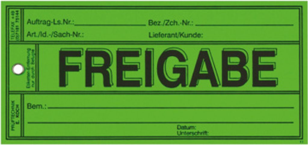 Papieranhänger: Freigabe - Karton = 500 Stk. | 150x70 mm, 500 Stk