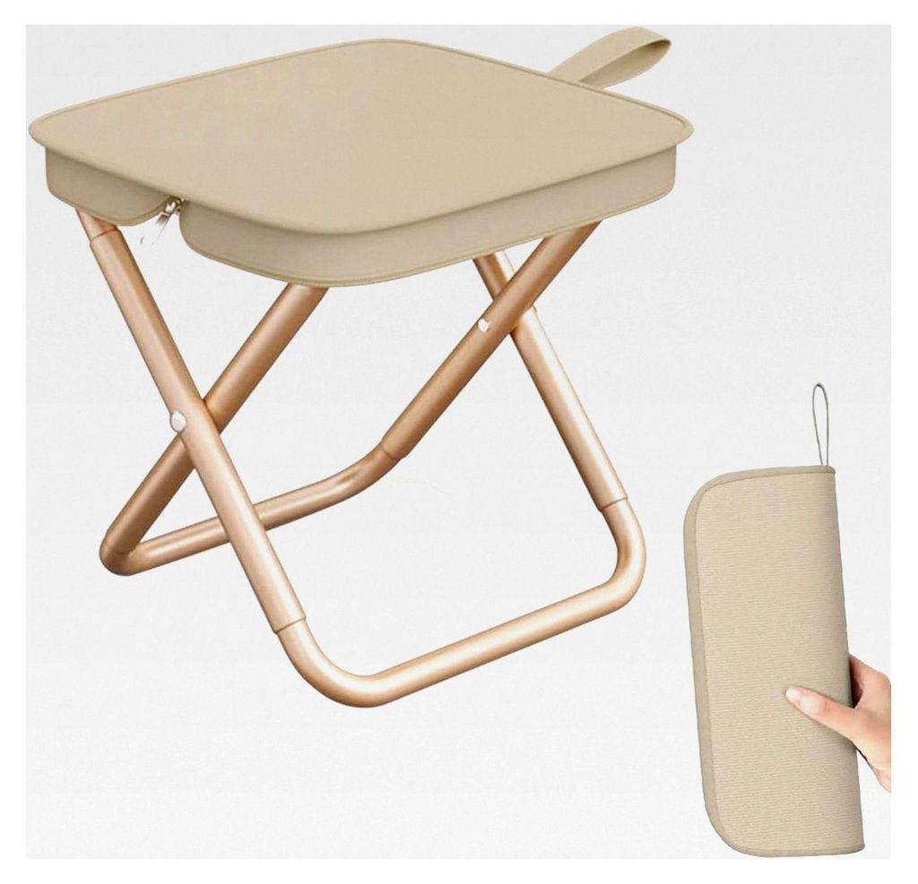 Faltbarer Campinghocker, Mini Campingstuhl, Tragbarer Klapphocker für Wandern, Garten, Angeln, Grillen und Strand (Khaki)