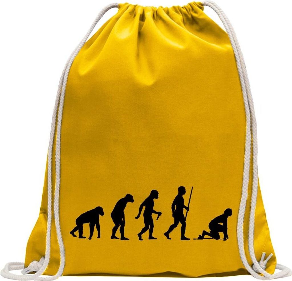 Kiwistar - Turnbeutel - gelb - Sprint Laufen Evolution - Fun Rucksack Sport Beutel Gymsack Baumwolle mit Ziehgurt