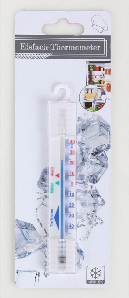 12x Eisfach Thermometer ca. 15,3x2,4 cm Temperaturmesser für Gefrierschrank Kühltruhe und Eisfach zur Kontrolle der Lagertemperatur