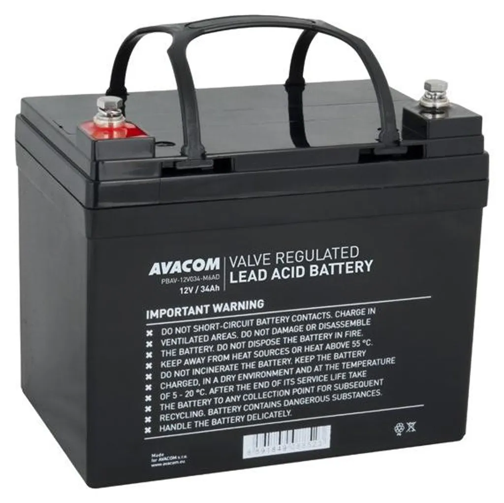 Batterie 12V 34Ah pour Fauteuil Roulant et Scooter Électrique Avacom