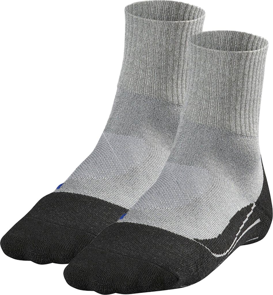 FALKE Herren Sportsocken 2er Pack - TK2 Short Cool, Trekking- und Wandersocken, unifarben Hellgrau 39-41