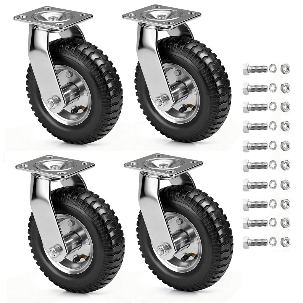 4 Stück/200mm Luftrad Lenkrollen Pneumatische Räder Stoßdämpfend Leise, Gummiräder Möbelräder, Rollen Für Wagen Karren Werkbänke Mülltonn...