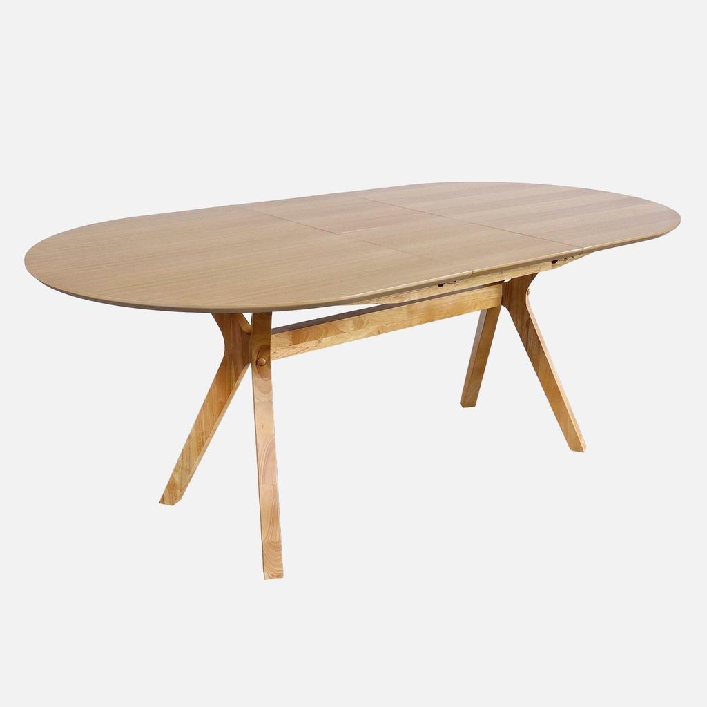 sweeek - Ausziehbarer Esstisch, oval, 160-200 cm 6-8 Personen MDF und Eichenfurnier - Natur