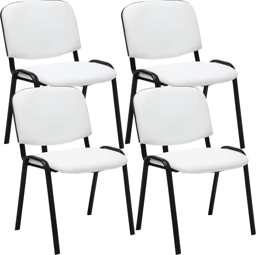 4er Set Besucherstuhl ZAGREB - Kunstleder Weiß 53x53x83 cm | Besucherstühle Konferenzstuhl Wartezimmerstuhl Bürostühle Bürostuhl Konferenzraum
