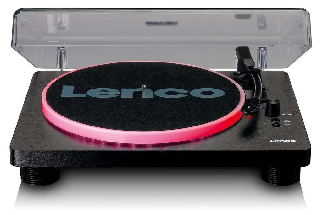 Platine Vinyle Lenco LS-50LED BK Tourne-disque avec USB et Enceintes Noir