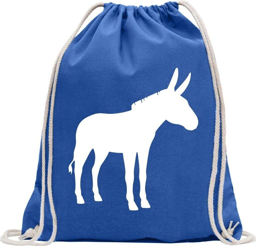 Kiwistar - Turnbeutel - royal - Esel - Motiv 2 - tragen - Fun Rucksack Sport Beutel Gymsack Baumwolle mit Ziehgurt