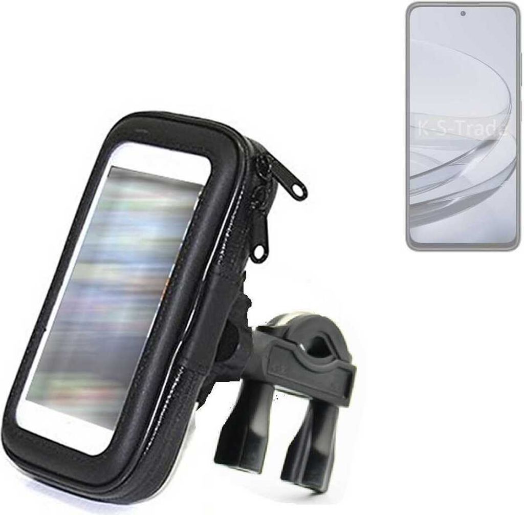 K-S-Trade Fahrrad-Halterung kompatibel mit ZTE Axon 60 Handy-Halterung Halter Lenkstange Fahrradhalterung Motorrad Bike Mount Wasserabweisend