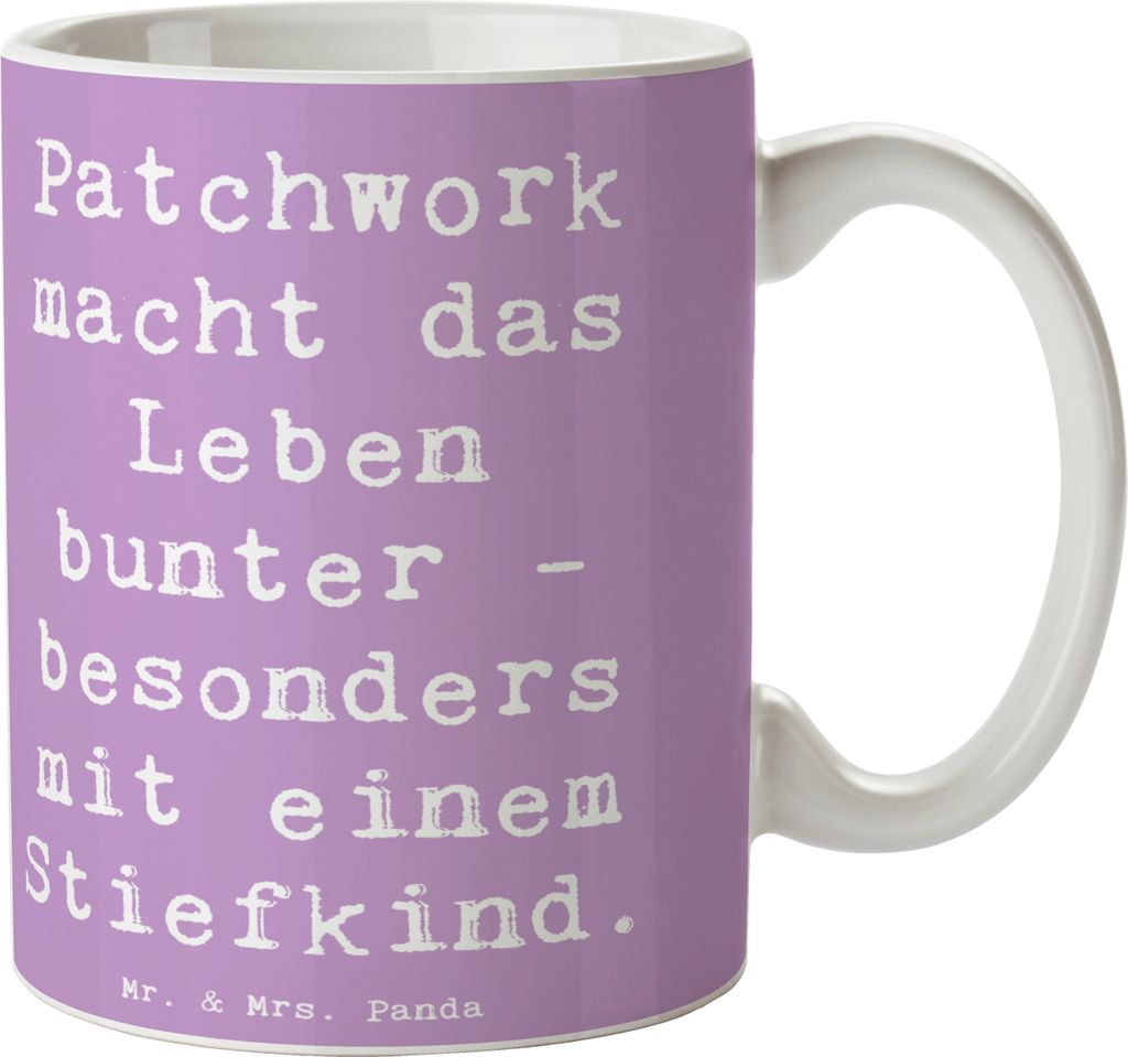 Mr. & Mrs. Panda Kaffeetasse Spruch Buntes Stiefkind - Lavendeltraum - Geschenk, Patchworkfamilie, Becher, Familienbindung, Tasse, Familienliebe, V...