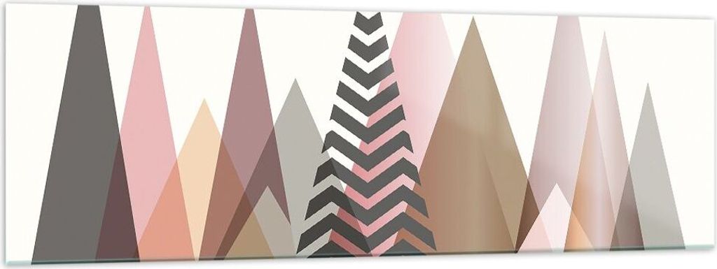 Bilder auf glas - Einteilig - Berge Dreiecke Abstraktion - 160x50cm - Glasbilder - Wandbilder - Bilder - Wanddekoration aus Glas - Glas Bilder - Wa...