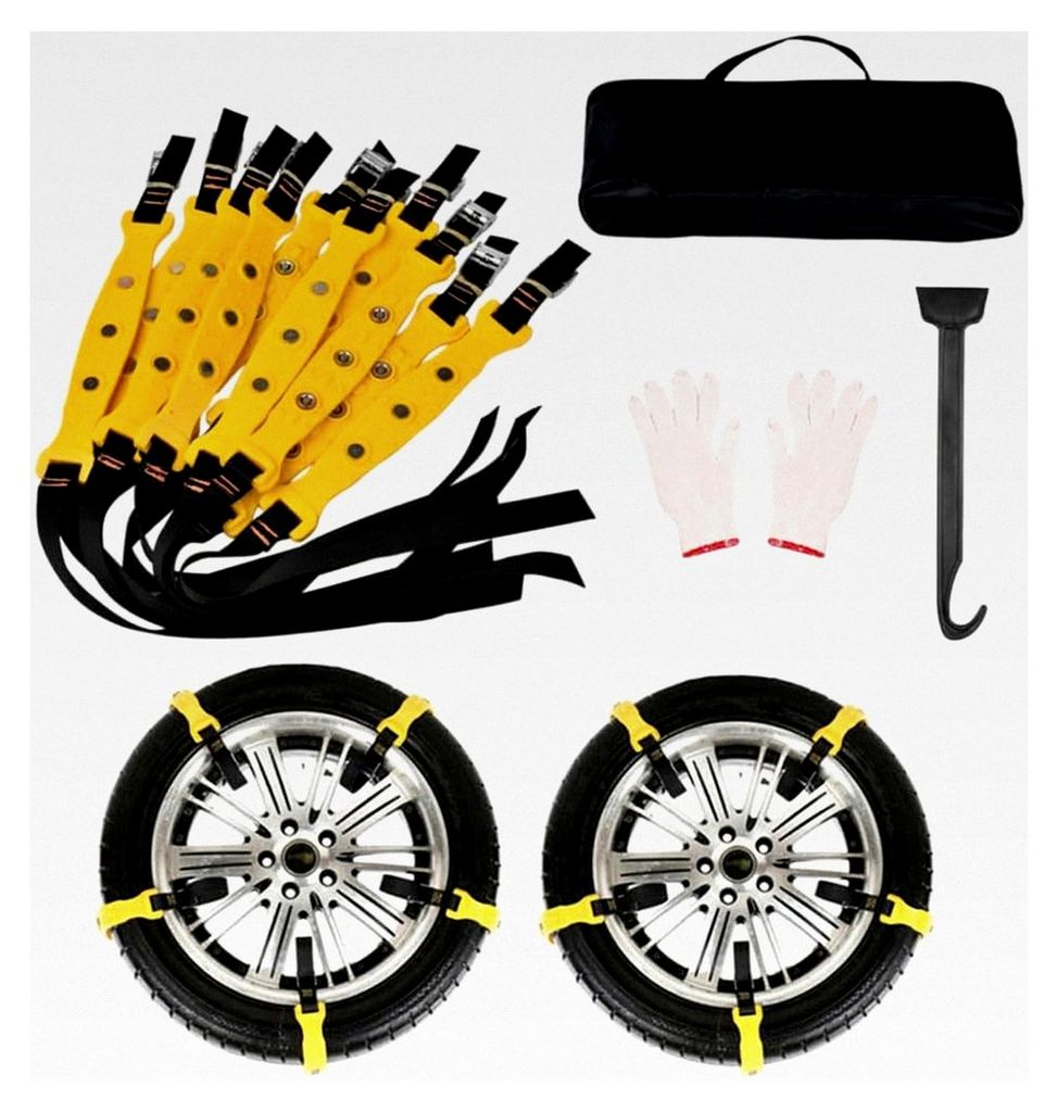 10 Stück Anti-Rutsch Schneeketten für Autos, Winterreifen Kette, KFZ Reifen Winter Zubehör (Größe L)