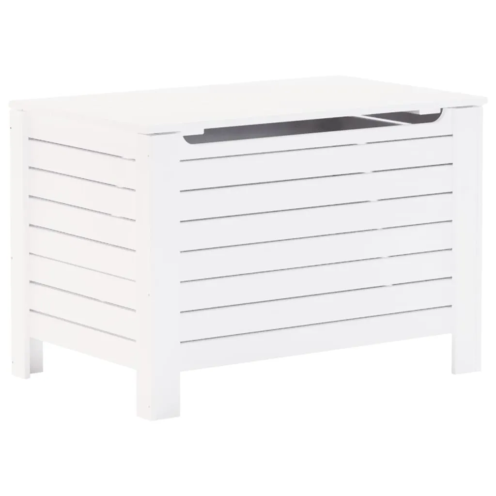 Coffre de rangement RANA 80 cm blanc en pin massif - Finition premium