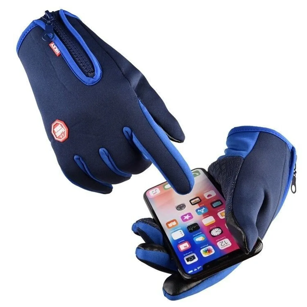 HITNEXT Guanti da bicicletta, guanti touch screen da sci per moto da mountain bike, guanti da ciclismo per allenamento invernale senza dita a 2 dita per uomo donna