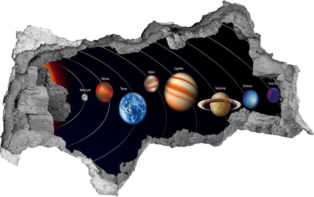 Selbstklebender Loch-3D-Aufkleber 95x73 cm Sonnensystem