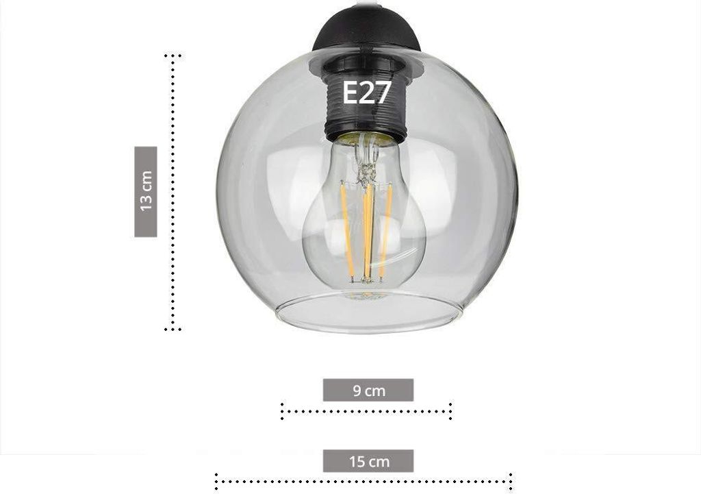 FKL DESIGN Home Deco Deckenlampe Pendellampe Kugel Schwarz Produktbild 3