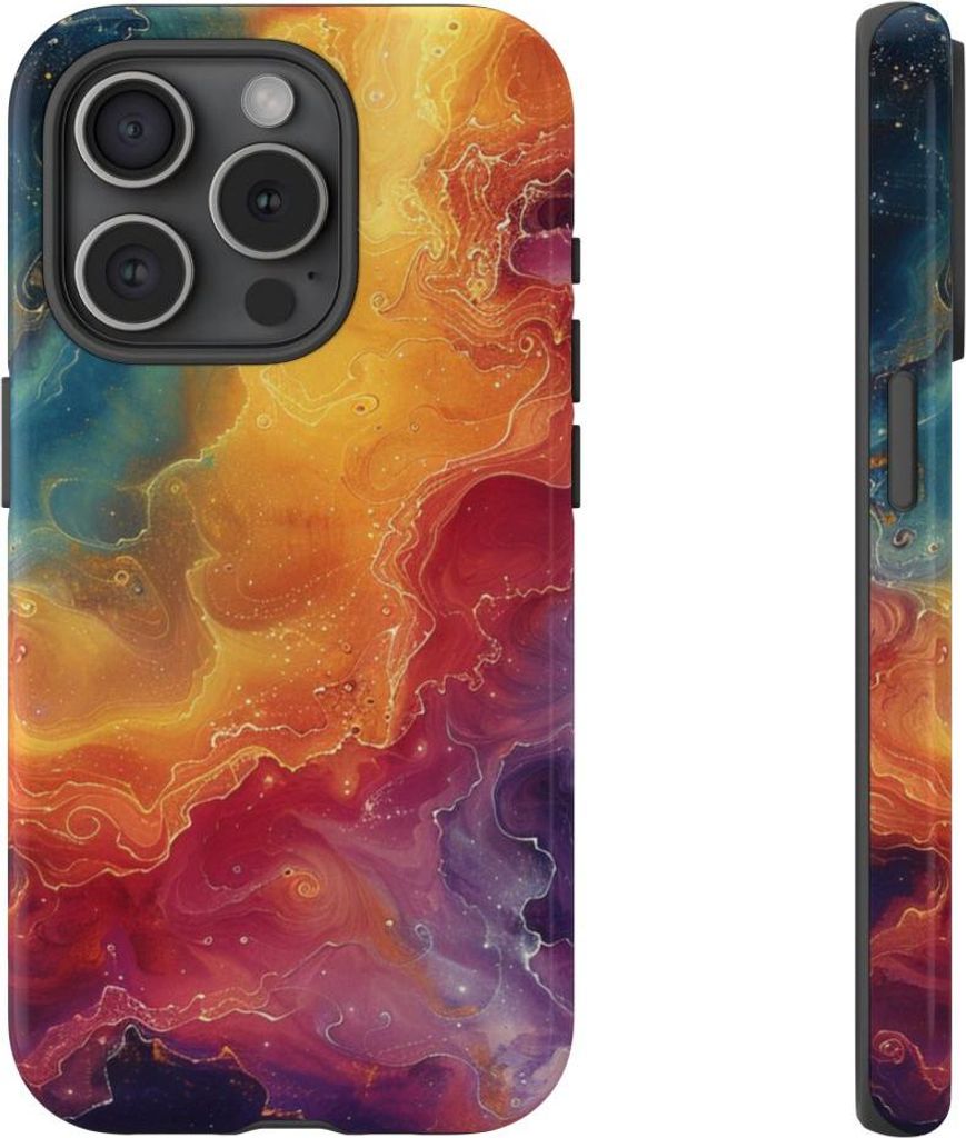 Bunte kosmische Nebelkunst – Hülle Kompatibel mit iPhone 15 Pro