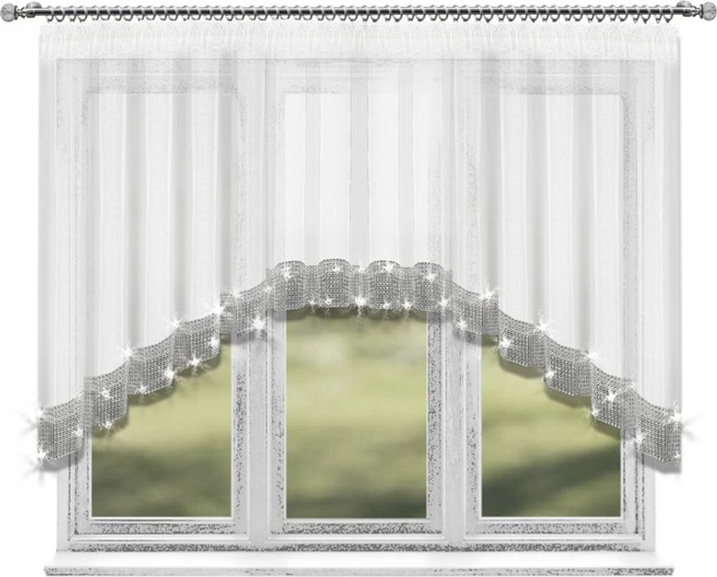 Fasttrade Fenstergardine Weiß Gardine 400x120 cm Zirkonia Produktbild 