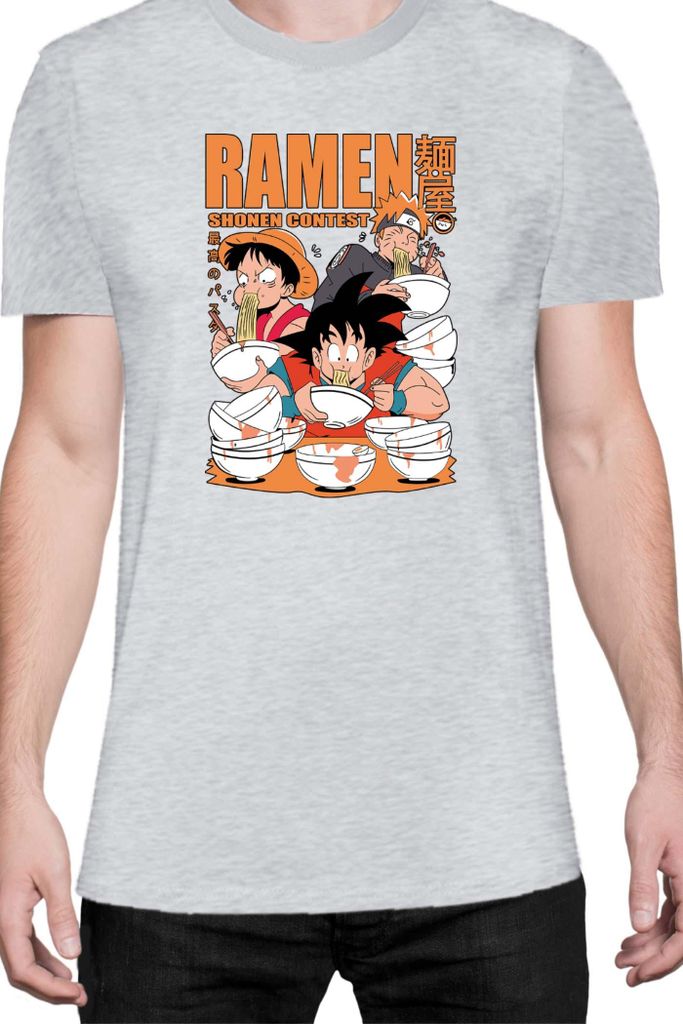 Herren T-Shirt Manga Japan Anime Comics Animation Anime Heroes Ramen Contest, Man 2XL / Grau