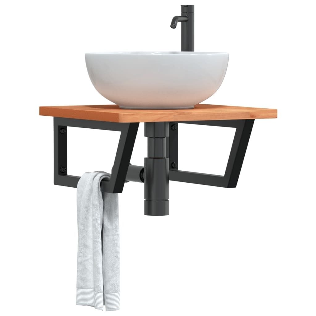 Maison Exclusive - Waschbeckenregal Wandmontage Stahl und Massivholz Buche