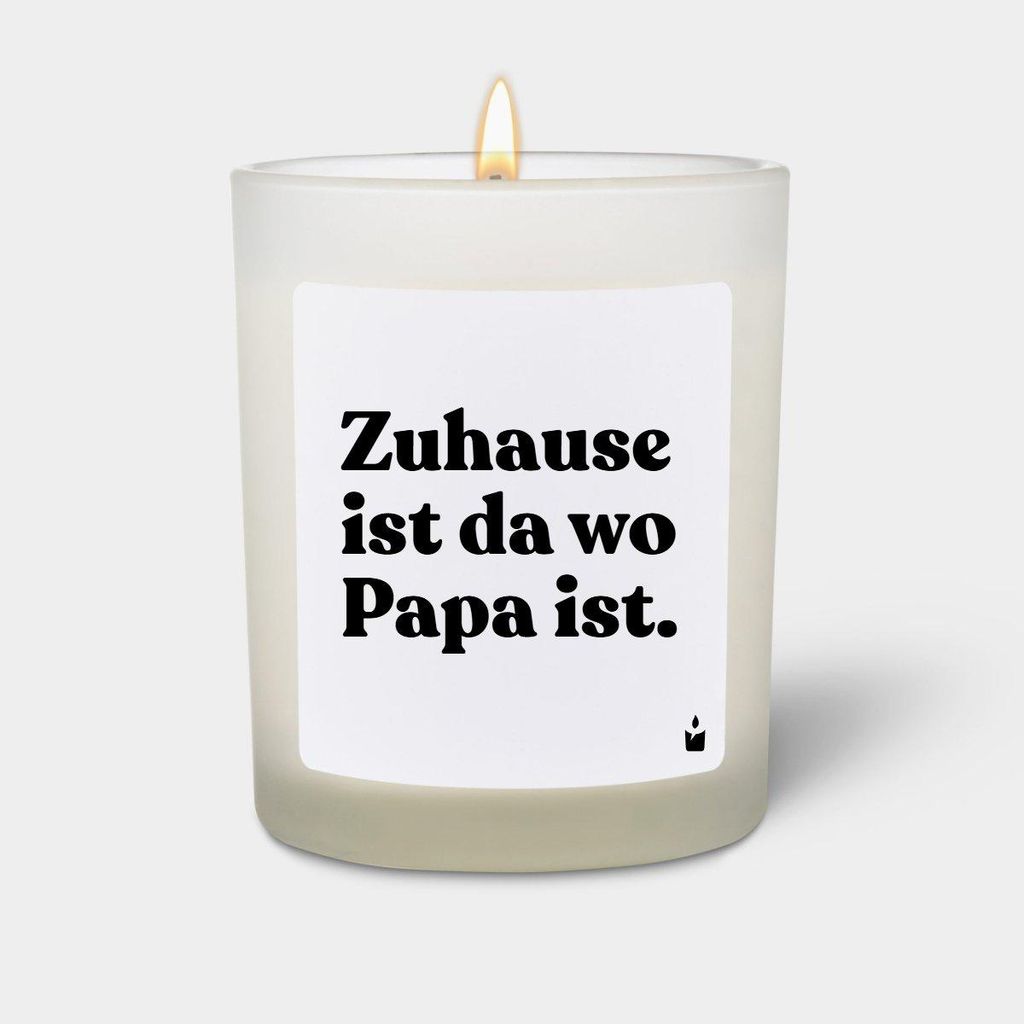 ChattyCandles Duftkerze Weiss Woody Zuhause ist da wo Papa ist.