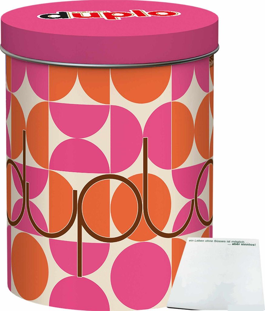 duplo Design Dose mit 24 Riegeln Motiv: Retro Vibes (436,8g Dose) + usy Block