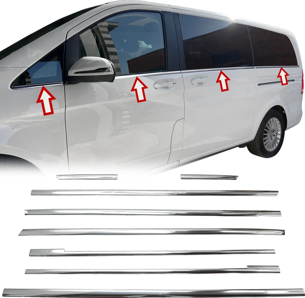 Kit Profili Esterni Cromo VW Touran 1T1 1T2 03-10 Acciaio Inox Specchio