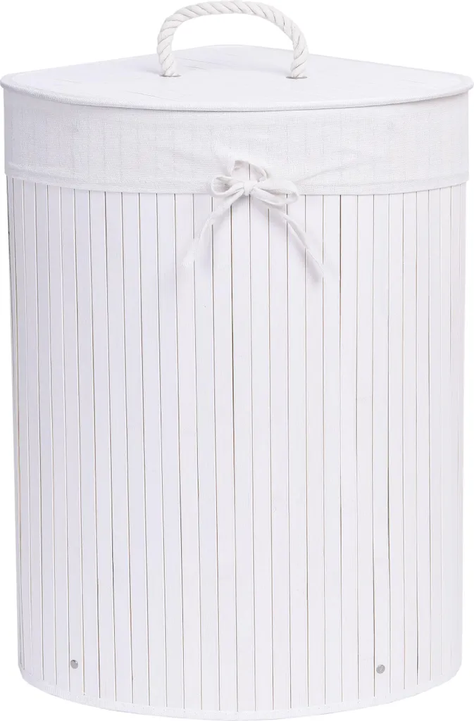 Panier à Linge Salle de Bain Angle Bambou 60L - Idéal pour Optimiser
