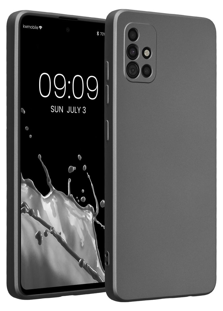 kwmobile Handyhülle für Samsung Galaxy A51 Hülle - weiche Silikon Case metallisch schimmernd - Schutzhülle Cover - Metallic Grau