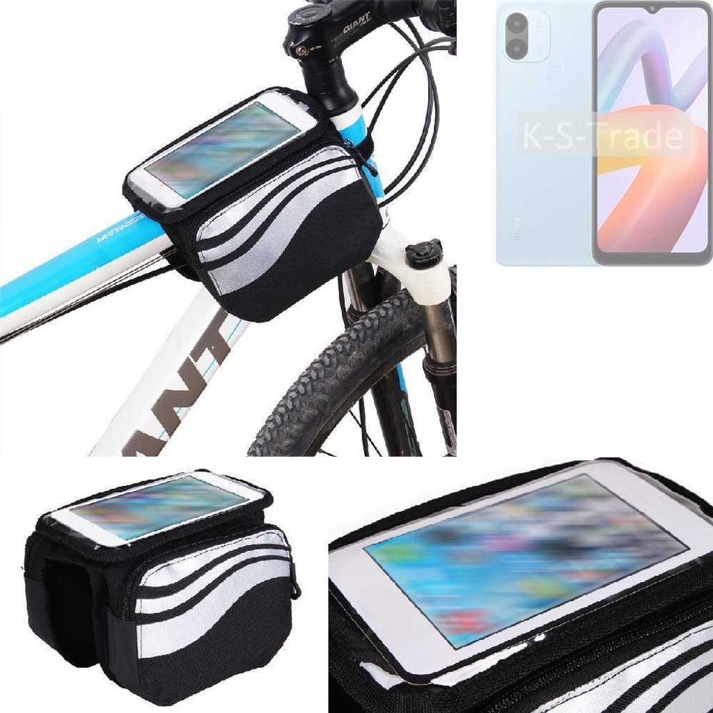 K-S-Trade Rahmentasche Fahrrad-Halterung kompatibel mit Xiaomi Redmi A2+ Rahmenhalterung Fahrrad Handyhalterung Fahrradtasche Handy Smartphone