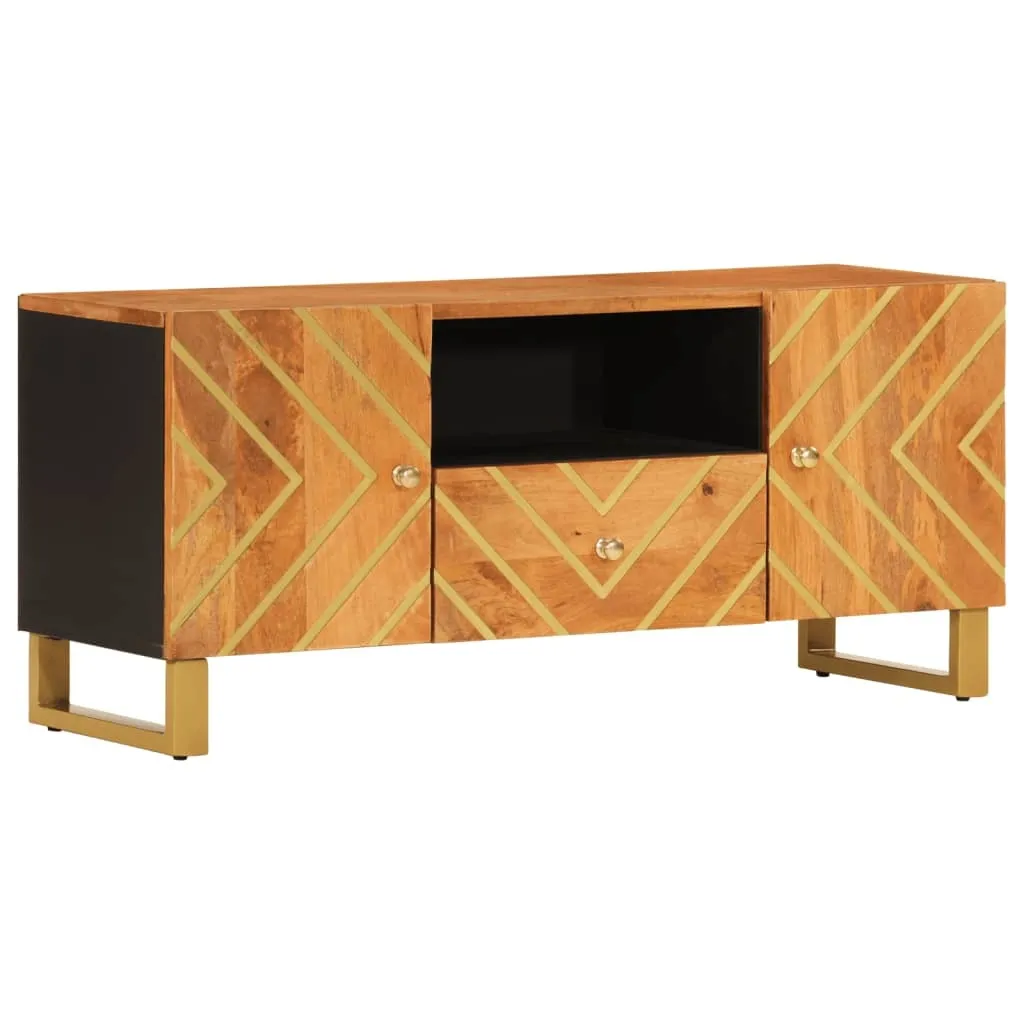 Mobile Porta TV Salvaspazio 105cm Legno Massiccio Mango e Ferro