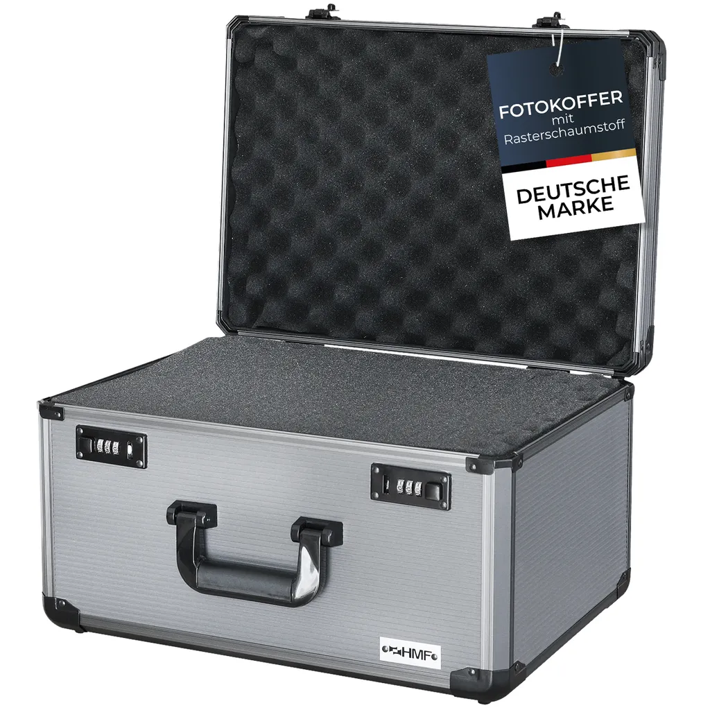 HMF 14412-02 Valise photo aluminium avec mousse découpée 46x33x26 cm