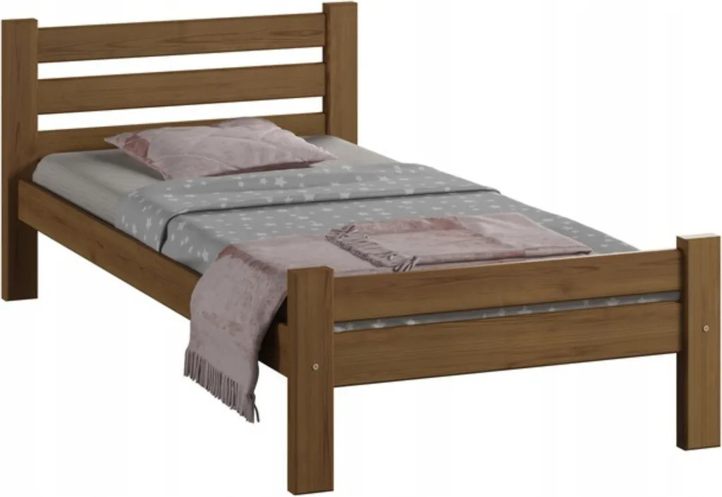 Lit simple pour enfant ou adulte en chêne massif 210x102cm design bois