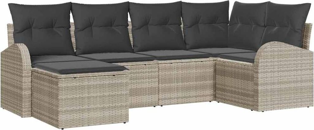 vidaXL Gartensofa-set Hellgrau Poly-Rattan