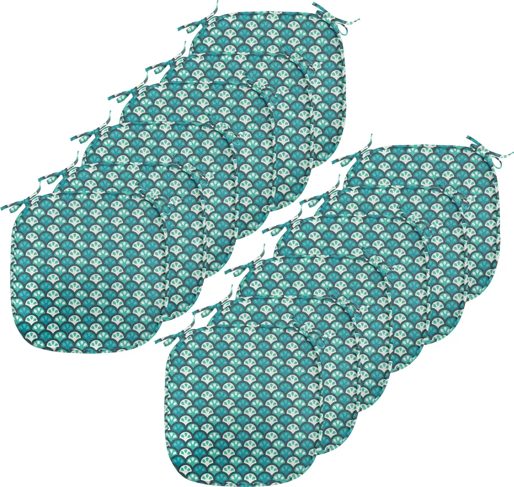 Coussins de Chaise Imperméables pour Salle à Manger Lot de 12 Bleu et Blanc