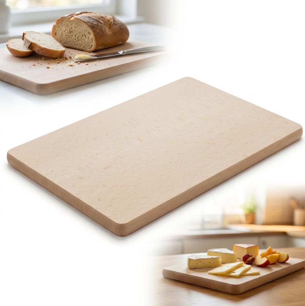 HOLZSCHNEIDEBRETT FÜR DIE KÜCHE AUS BUCHE 35 cm x 24 cm GROSS UND ROBUST