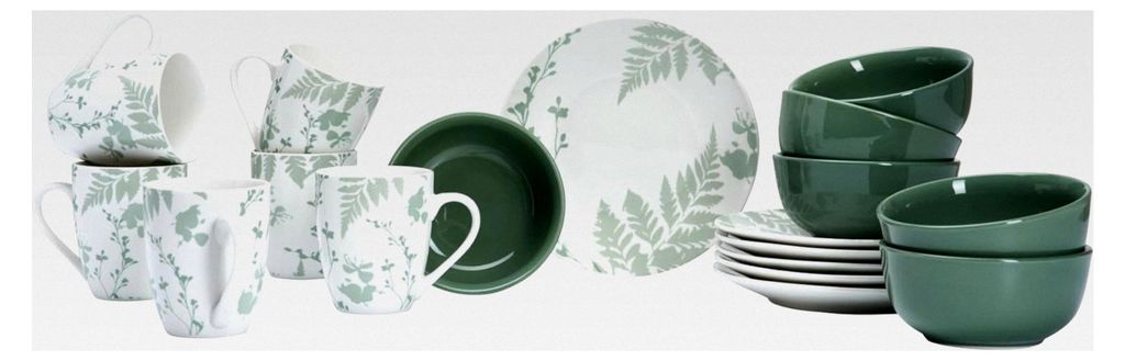 Frühstücksservice Ida, 18-teilig, Grün, Porzellan