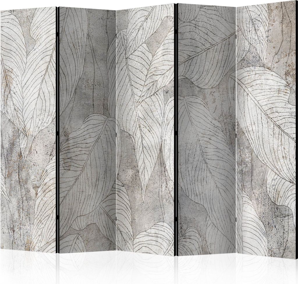 Neuheit! Dekorativer Paravent Raumteiler Trennwand Foto-Paravent Spanische Wand XXL BANANENBLÄTTER BETON OPTIK 225x172 cm b-C-0954-z-c