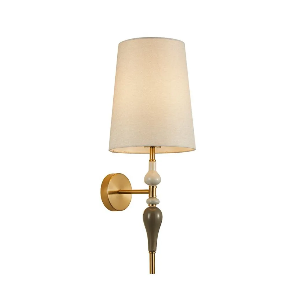 Lampada da parete classica per soggiorno camera da letto marrone antico con paralume in tessuto albicocca elemento decorativo 1xE27 60W MOREN Italux
