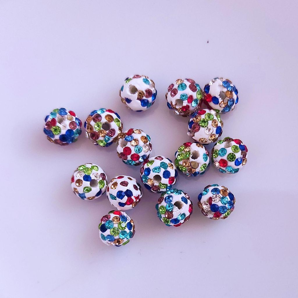 Koraliki Shamballa, brokatowe, 8 mm, 15 sztuk, kolorowe Zdjęcie produktu 