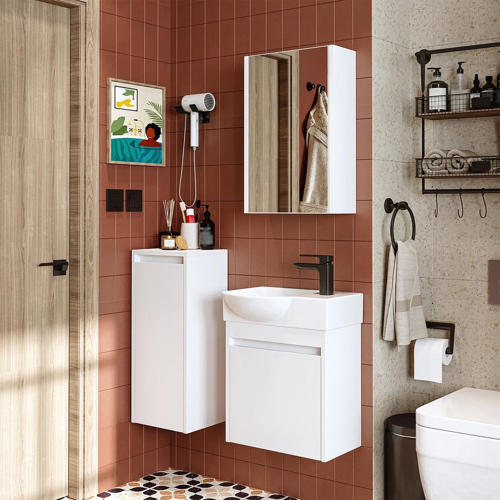 Roomart LEO Badmöbel-Set 4-teilig 46.5 cm breit, Weiß