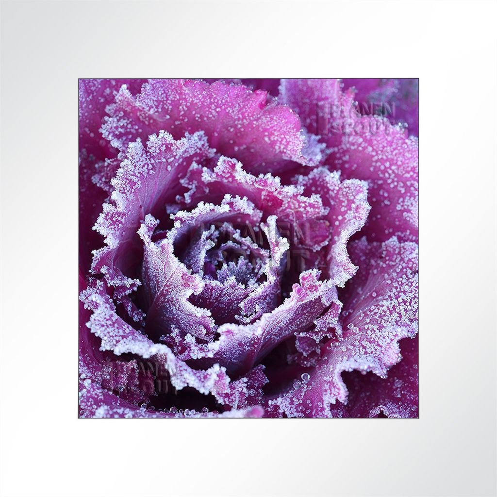 Lysel Absorberbild - Blüten im Frost 100x50x5,5cm - Akustikbild Schallschlucker mit 50mm Schaumstoff aus Basotect G+