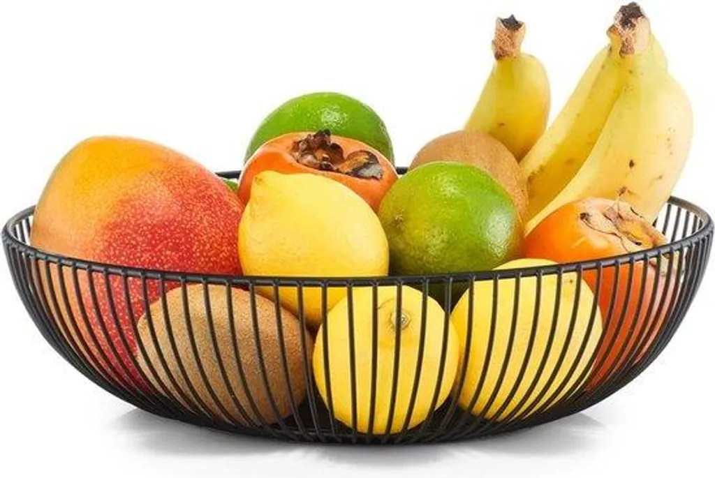 Corbeille à fruits en métal noir 28 x 8 cm - Panier design de cuisine