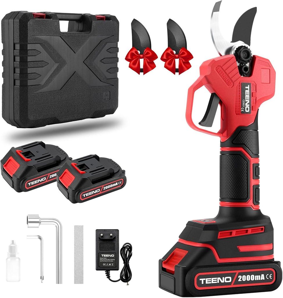 TEENO Sécateur Électrique Sans Fil Brushless,2 * 2000mAh Image du produit 