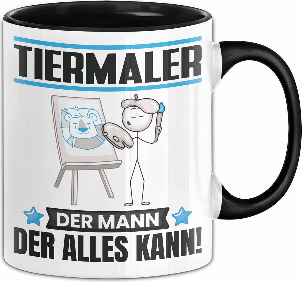 Tiermaler Tasse Geschenk für Tiermaler Der Mann Der Alles Kann Geschenkidee zum Geburtstag (Schwarz)