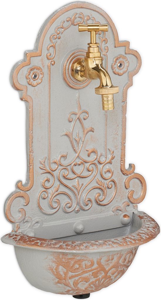Fontana da parete Relaxdays, stile retrò, con lavabo e Immagine del prodotto 