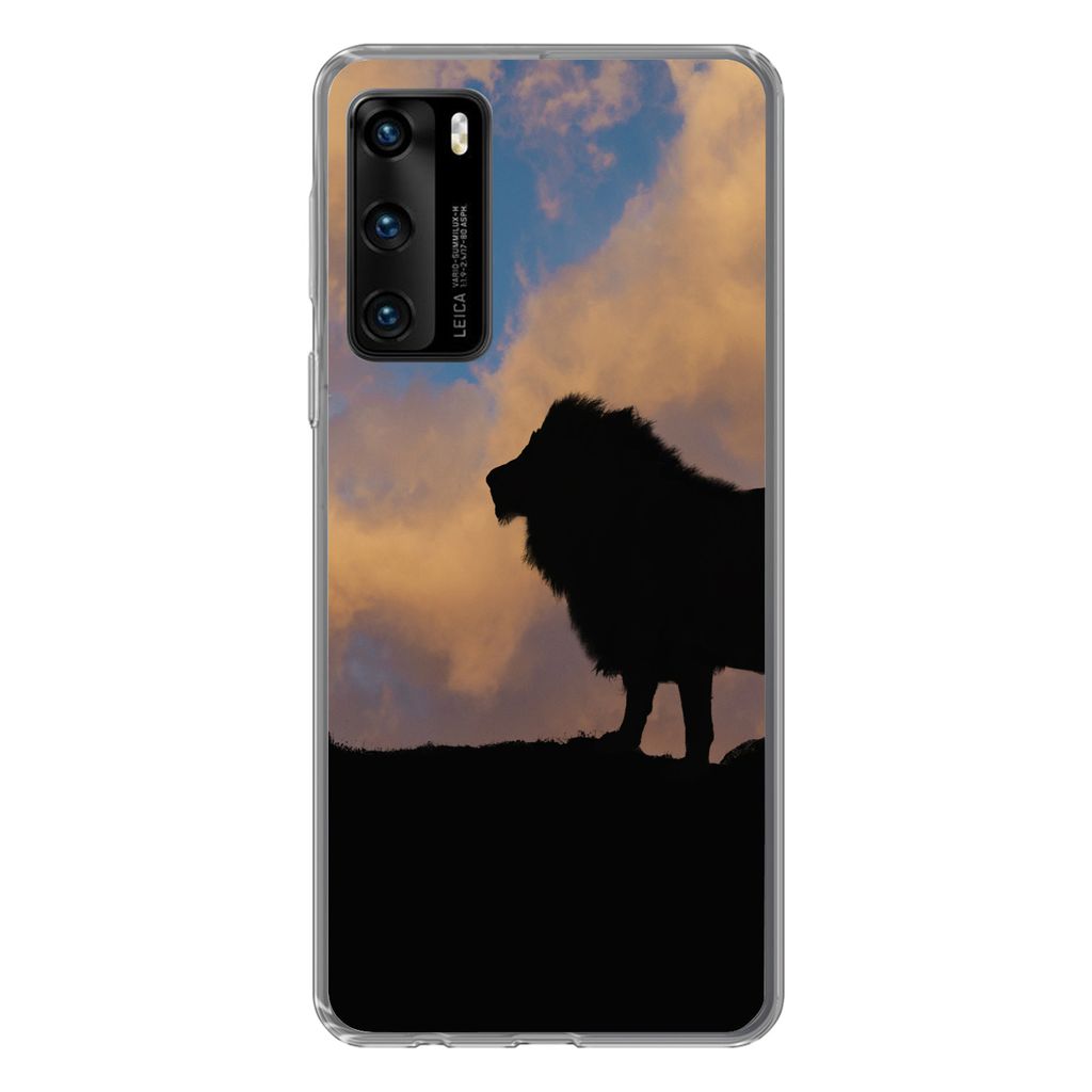 MuchoWow Handyhülle Schutzhülle Hülle für Huawei P40 Löwe - Sonnenuntergang - Wild Silikon Softcase Handy Hülle - Handytasche