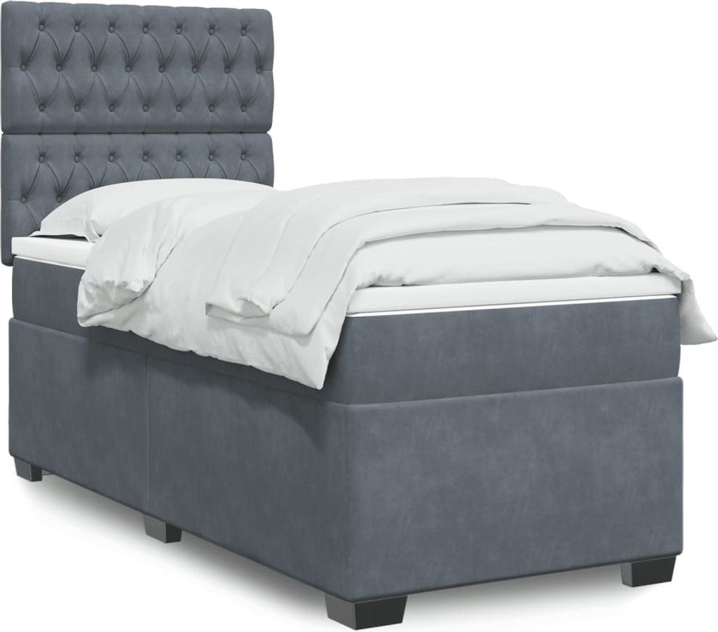 Maison Exclusive - Boxspringbett mit Matratze Dunkelgrau 90x200 cm Samt