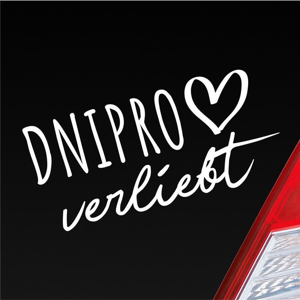 Auto Aufkleber Dnipro verliebt Herz Stadt Heimat Liebe Car 19x9 cm Weiss Glanz Sticker Heckscheibenaufkleber